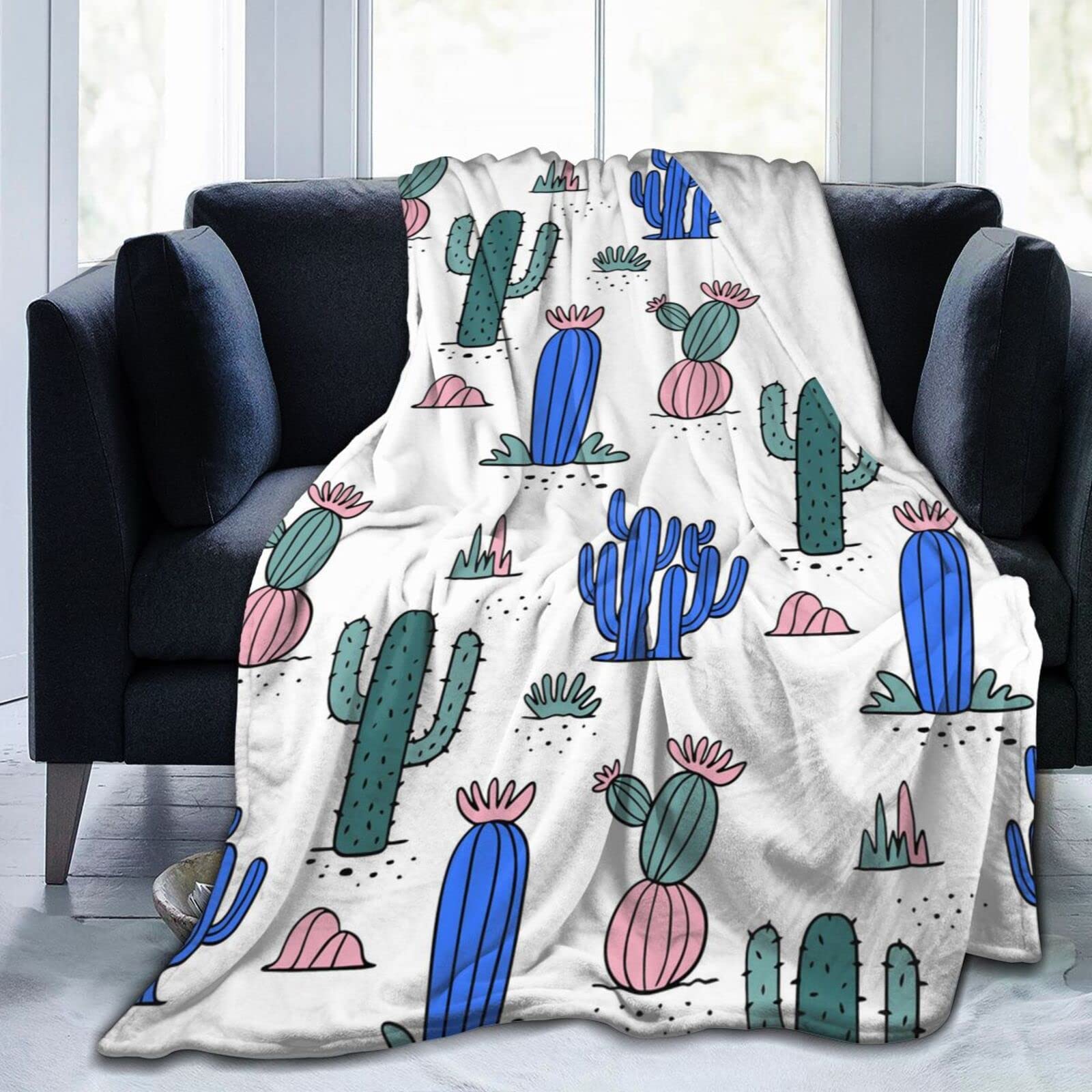 Dhakalrlde Kaktus-Überwurfdecke – 127x152 Cm, Weicher Flanell-Plüsch, Kuschelig Warm, Für Couch, Bett, Reisen