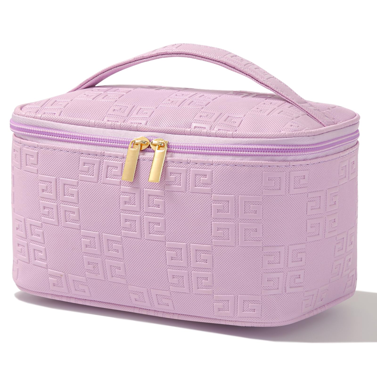 Meiyuuo Makeup Bag Large Cosmetic Bags for Women Girls Cute Travel Zipper Pouch Toiletry Organizer for Beauty Essentials Waterproof (Light Purple)