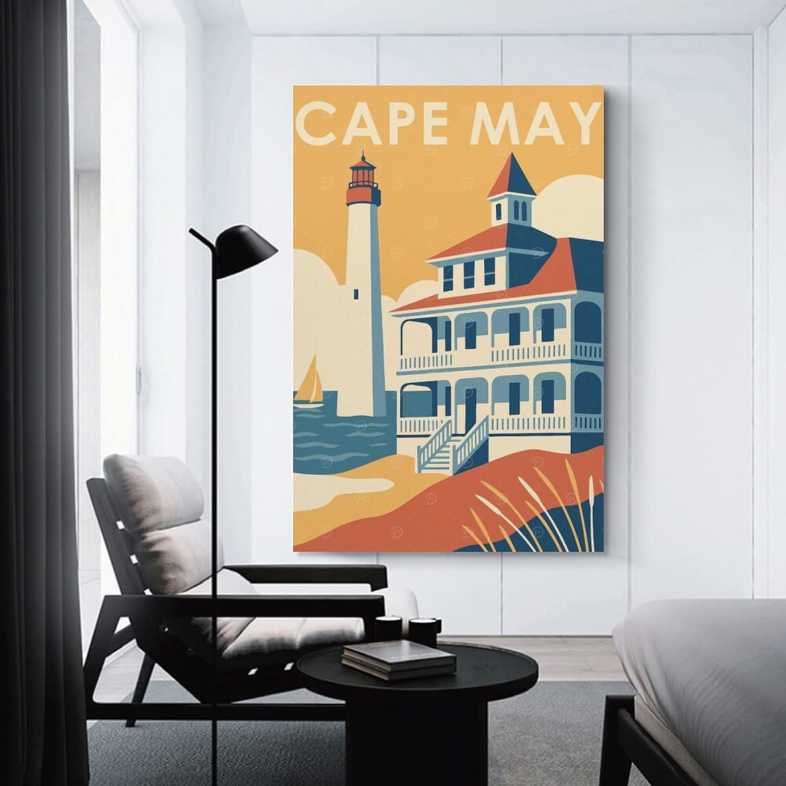 Junmoney Unframe-Style-13-1 Canvas Wall Decor Cape May Travel, 24X36inch(60X90cm), For Lounge Decor, Bedroom Walls Or Flats, Eye Catching Artwork For Blank Walls