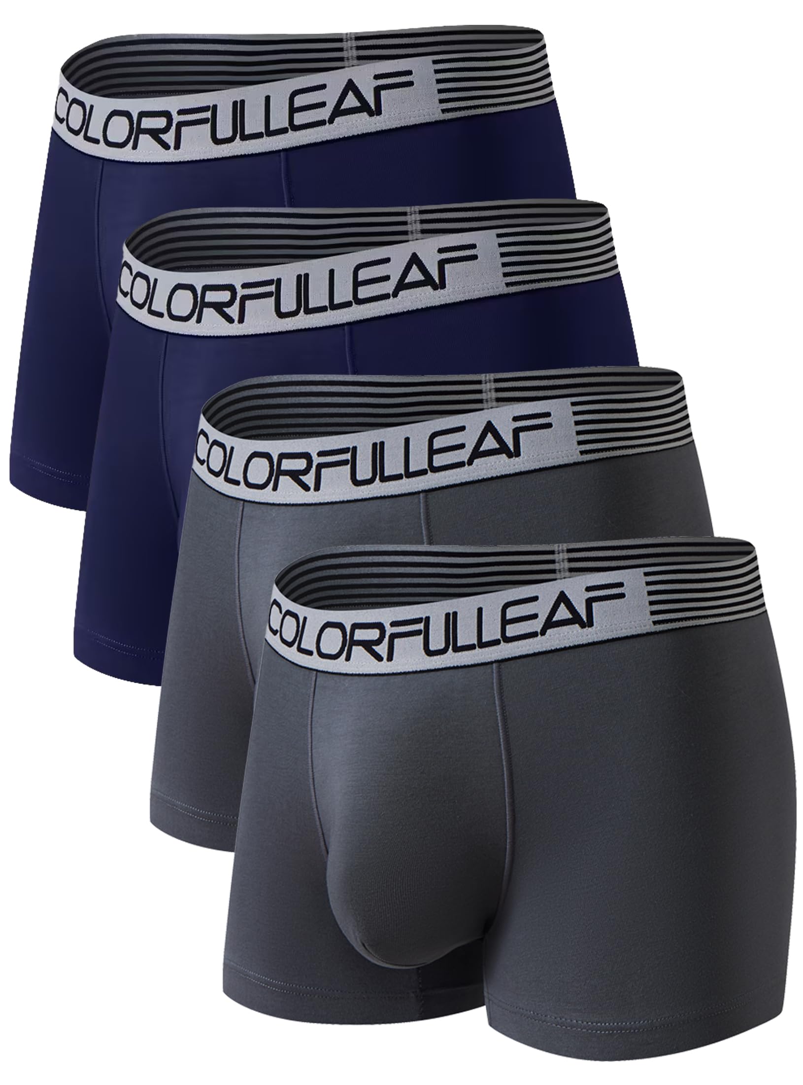 COLORFULLEAF Men's Underwear Cotton Boxer Briefs Trunks Soft Stretch Wide Waistband Underpants