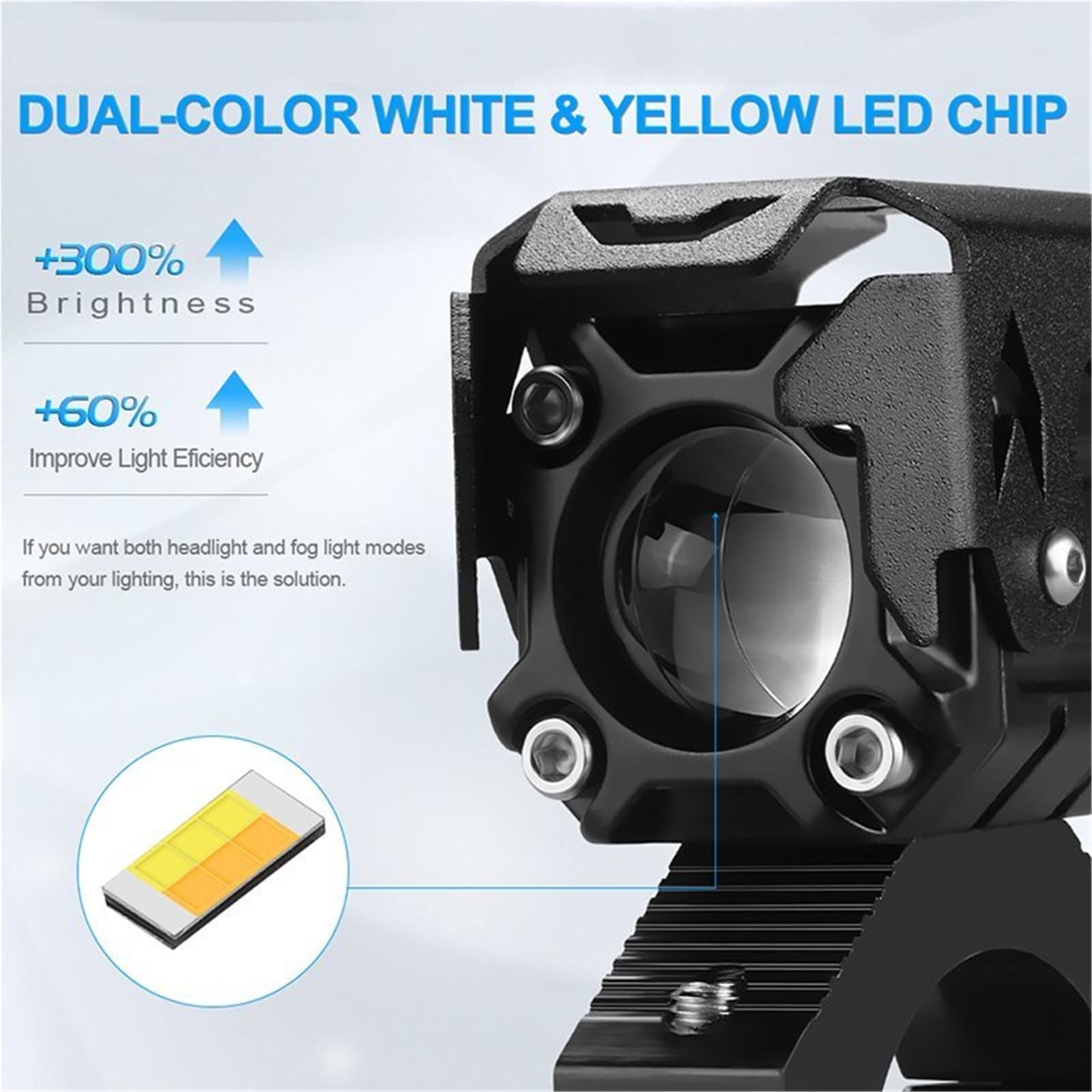 Faros Motocicleta Foco Faros LED para Motocicleta LED Antiniebla | Foco LED motocicleta lente proyector luces antiniebla conducción haz alto/bajo color blanco amarillo faros Led auxiliares