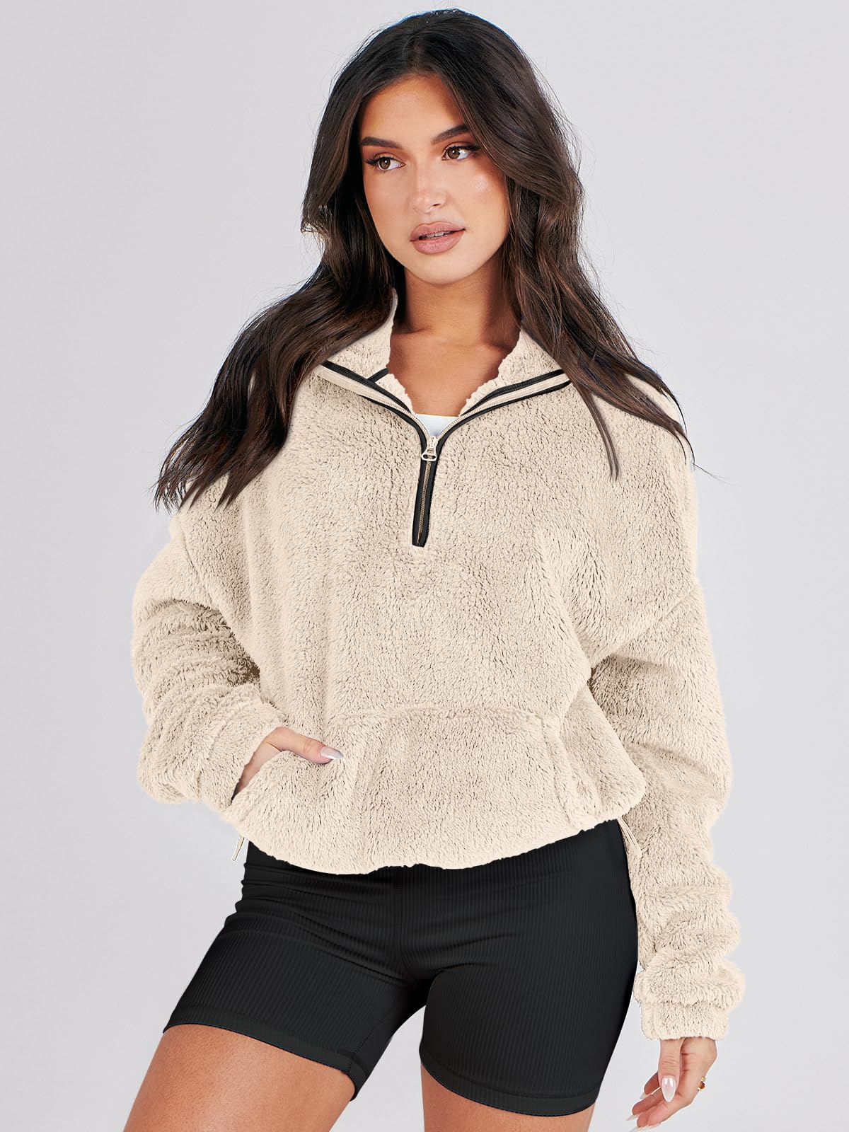 Damskie rozpinane bluzy oversize przycięte bluzy z kapturem na co dzień sweter z polaru topy 2024 moda jesienna