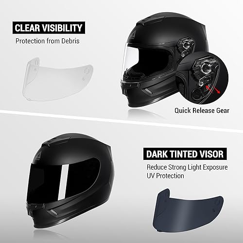 Miniatura 3 de TRIANGLE Casco de motocicleta para niños, casco de cara completa ligero con 2 viseras aprobado por DOT