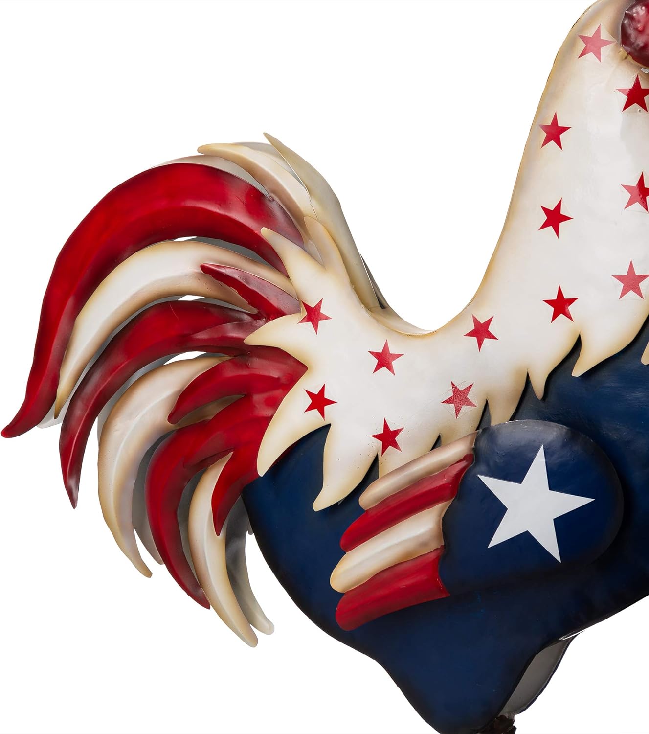 Glitzhome Metal Patriotic Rooster Statue, Rustic Yard Signs Porch Decor 21" H Garden Rooster Sculpture for 4th of July Independence Day USA Home Decor