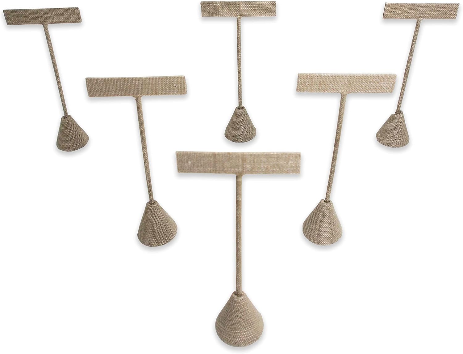 N'icePackaging 6Qty Burlap Canvas 6.75" High Free-Standing Earring T-Stand Display, T Shape Holder for Tradeshow, Home Business, Promotion, or just for Home.