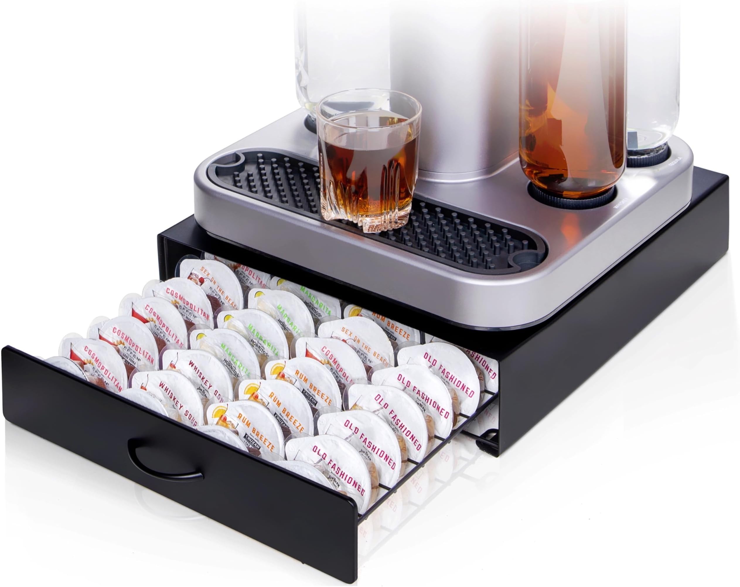 Ksestor Premium Storage Drawer For Bartesian Capsules - Holds Up To 40 Pods Bev Black Decker Cocktail Maker Compatible Sturdy And Stackable Pod Holder | Extendable Metal Drawer for Bartesian and BEV by Black+Decker, Holds 40 Capsules, Stackable Steel Frame, Matt Black