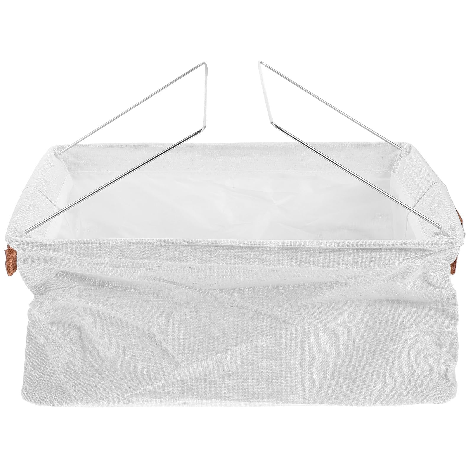 Bac de rangement en coton et lin avec structure en acier boite pliante decorative pour vetements