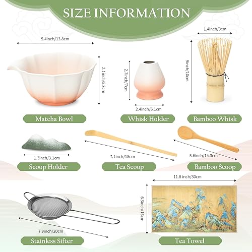 Miniatura 2 de Juego de batidor de matcha, cuenco de matcha rosa con boquilla, kit de 8 piezas, batidor y tazón de matcha, matcha Chasen, cuchara de bambú, reposo,