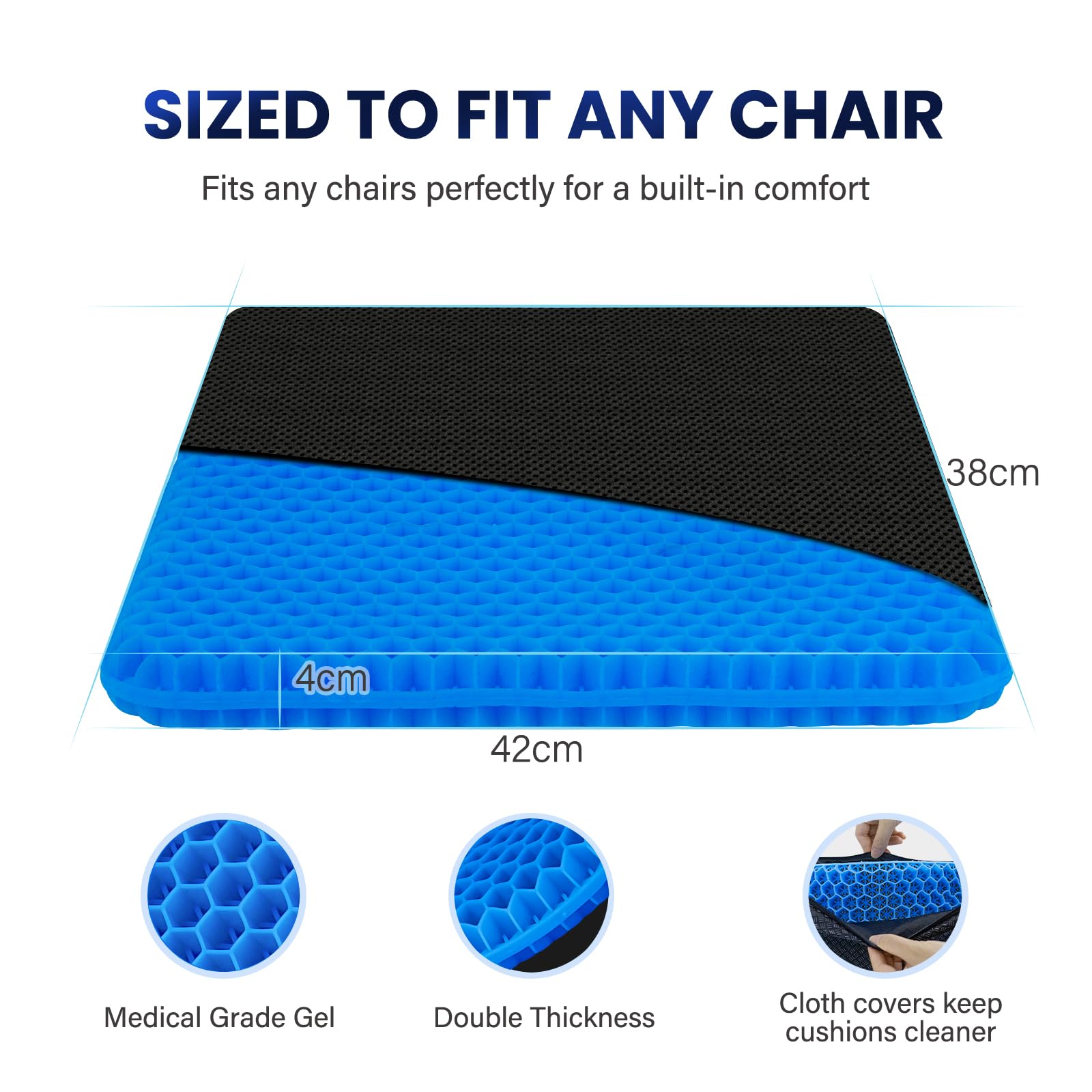 Cuscino Ortopedico Antisdraio In Gel - Con Fodera Antiscivolo Per Ufficio E Auto - Foto 7