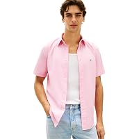 Tommy Hilfiger Uomo Camicia Flex Poplin Solid in Cotone, Rosa (Classic Pink)