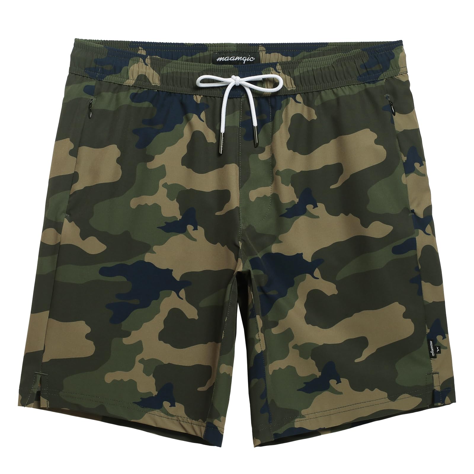 maamgic Mens Swim Trunks 9 Inch with Mesh Lining Bathing Suit Stretch Board Shorts with Zip Pockets for Swimming Shark