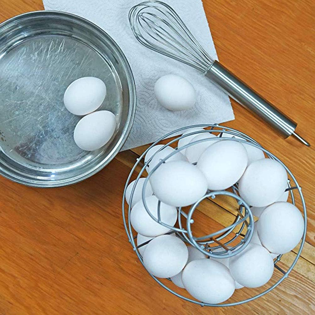 Steel Egg Skelter Dispenser Rack,Spiral Egg Holder, Save space, Egg Display Holder, Wire Chicken Egg Storage Organizer,Egg Basket for Countertop Kitchen (Silver)