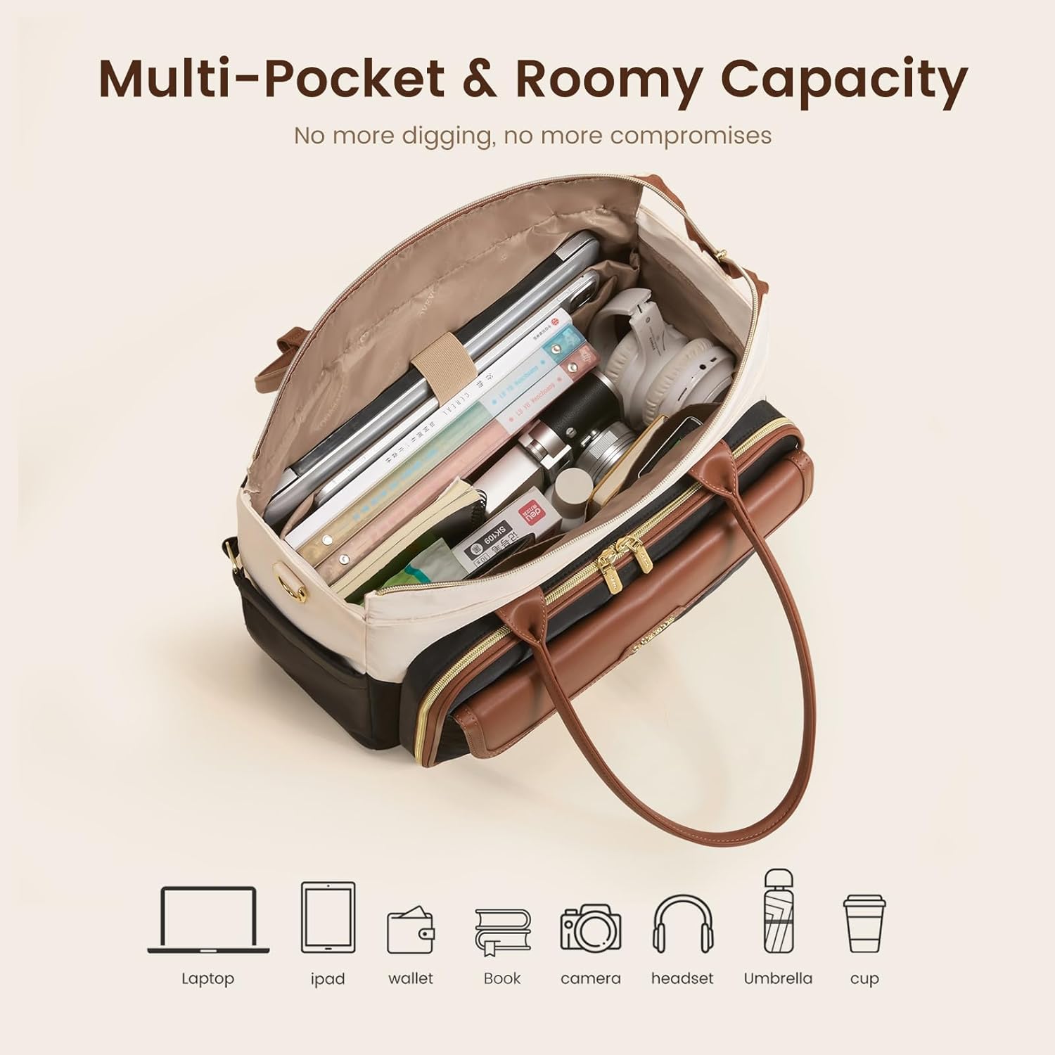 LOVEVOOK Teacher Tote Bag for Women, Laptop Bag Briefcase with Accordion File Pocket, Nurse Handbag for Work, Travel, College