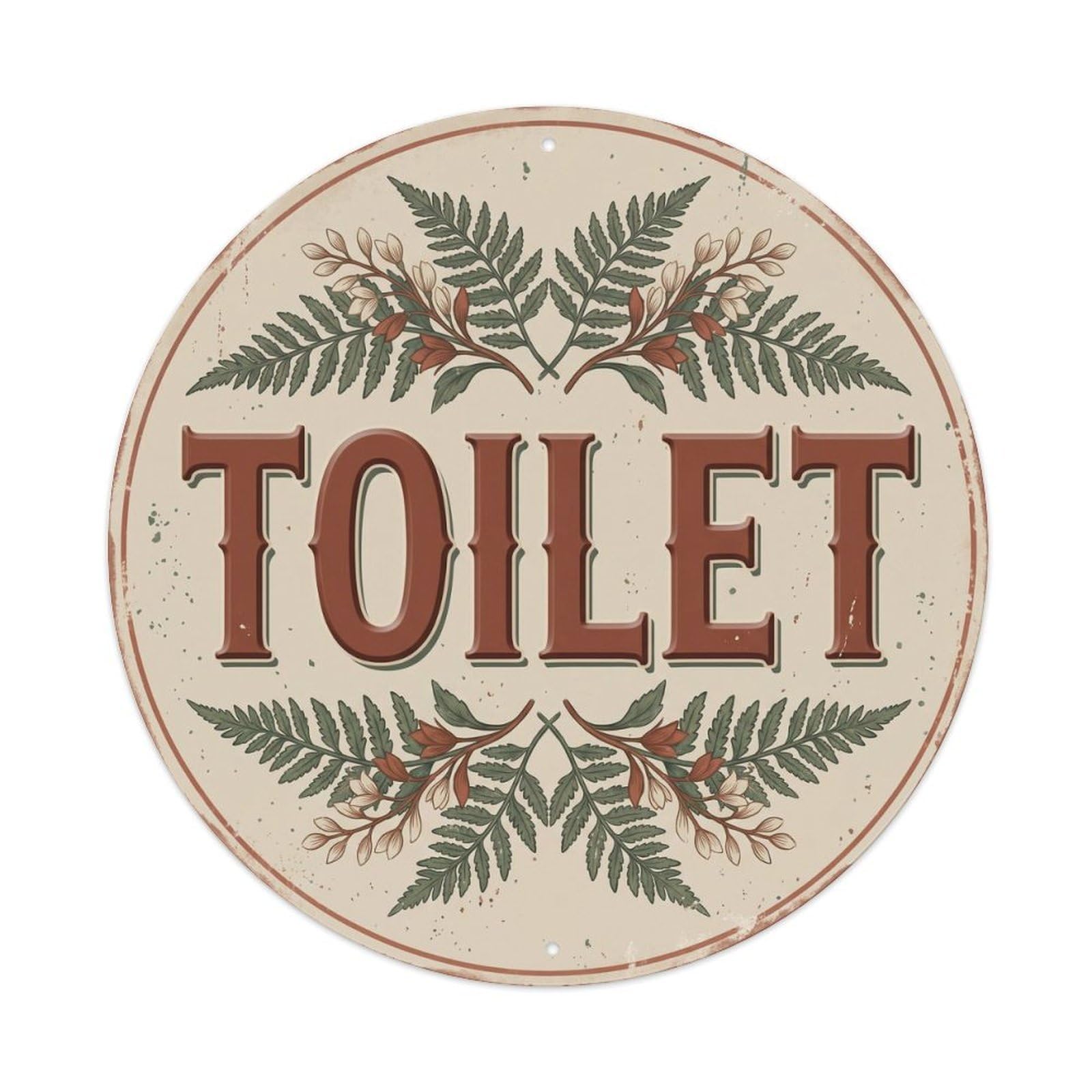 Okahys 8X8inch(20X20cm) Toilet(Wc) Signage Fern Vintage Metal Tin Sign
