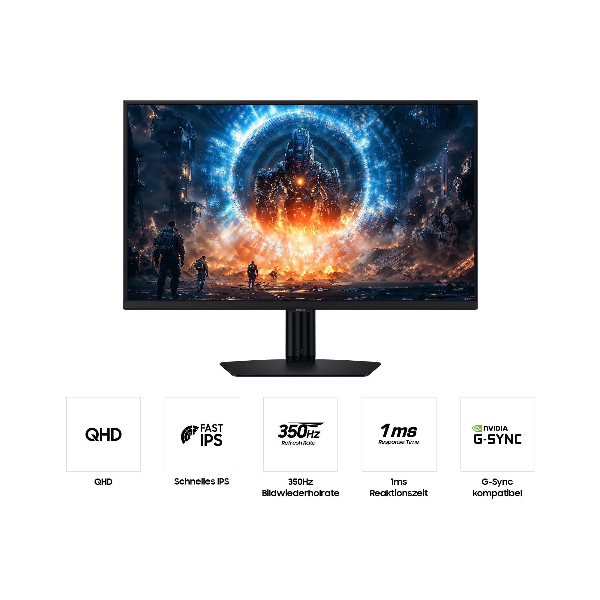 Samsung 27 Zoll Odyssey G60F Gaming Monitor, Bildschirm mit IPS-Panel, 2.560 x 1.440 Pixel, 350 Hz, 1 ms (G/G), IPS Panel, AMD FreeSync Premium, NVIDIA G-Sync, VESA DisplayHDR 400, LS27FG602EUXEN