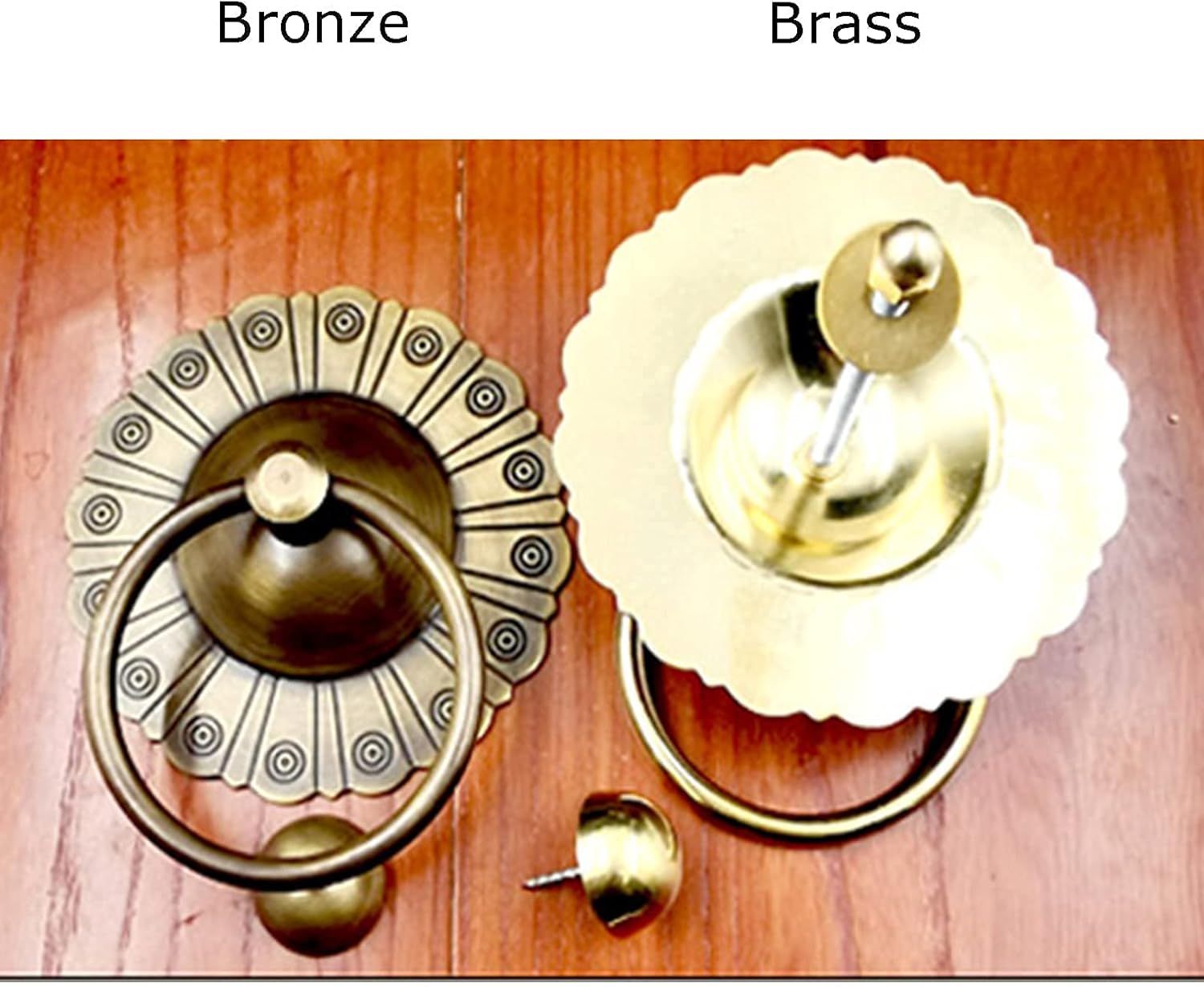 Retro Brass Door Handle Antique Copper Door Knocker Chinese Wooden Door Ring Villa Courtyard Entrance Door Decoration Accessories (Size: 12.5cm Diameter) (15.6cm Diameter)