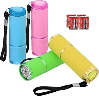 Small Torch,4 Pack Super Torches LED Super Bright with 9 LEDs,Keyring Torches Battery Powered,Colorful Glow in Dark Kids Torch,for Kids Adult Camping Hiking Outdoor Gifts,Batteries Included