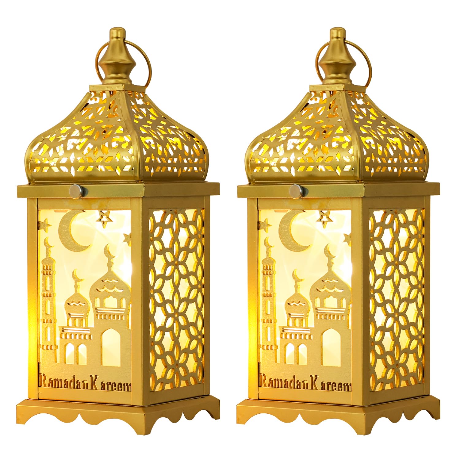 DECORKEY Ramadan Laterne – 25,4 Cm, Vintage Metall, Kerzenhalter Für Innen/Außen, EID-Geschenk