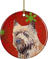 Vista 80 de Caroline's Treasures Dachshund copos de nieve rojos y verdes, adorno de cerámica de Navidad para colgar en el árbol de Navidad, decoración