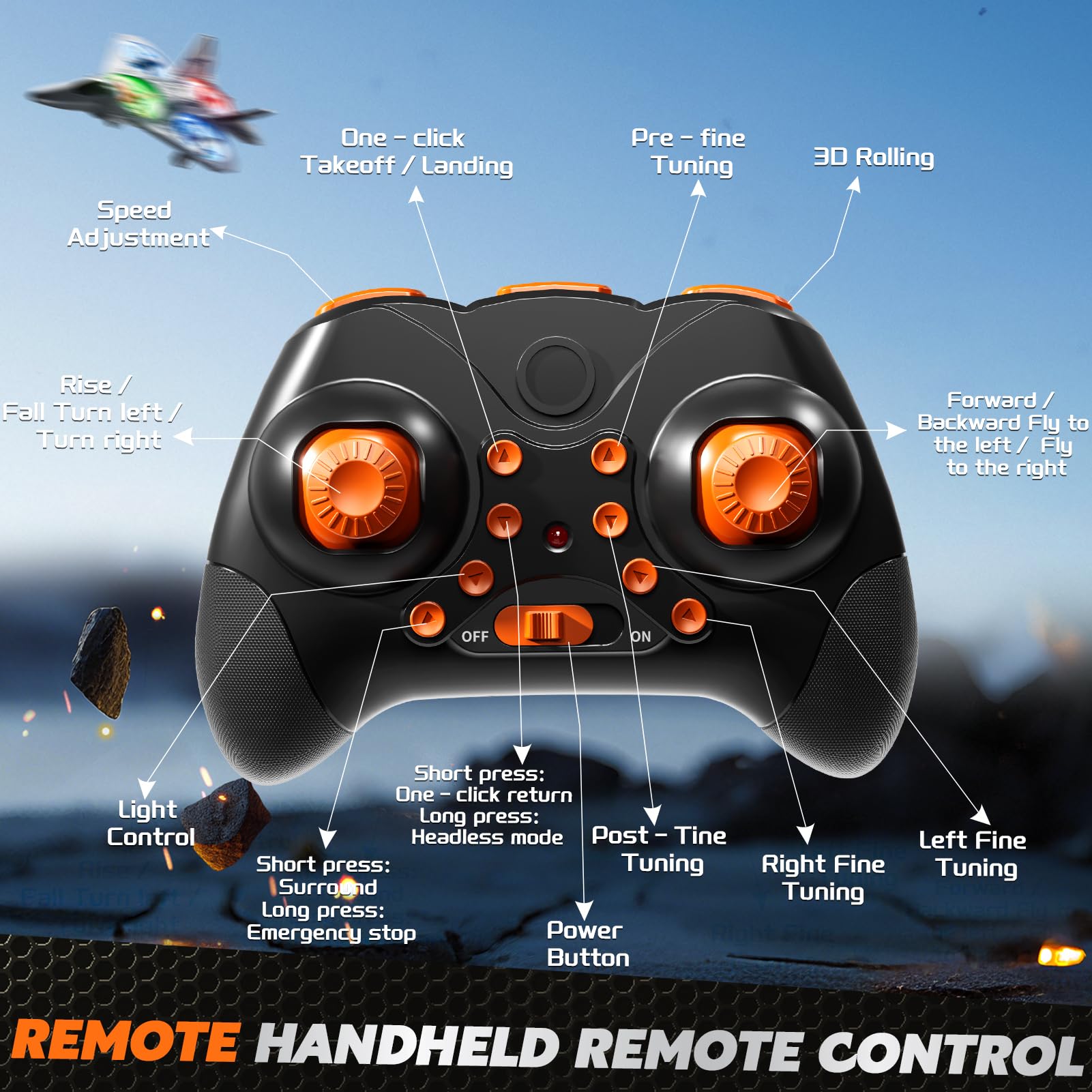 KukuFun Drone RC Avión 2.4GHz Stunt Outdoor Flying Toy para niños de 8 a 12