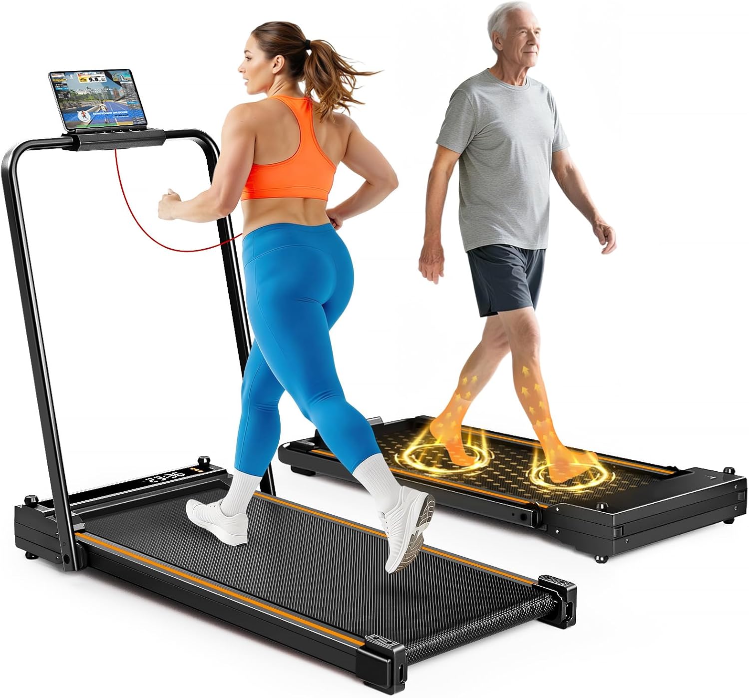 Caminadora Eléctrica Plegable con Barra de Soporte 3.0HP Naranja