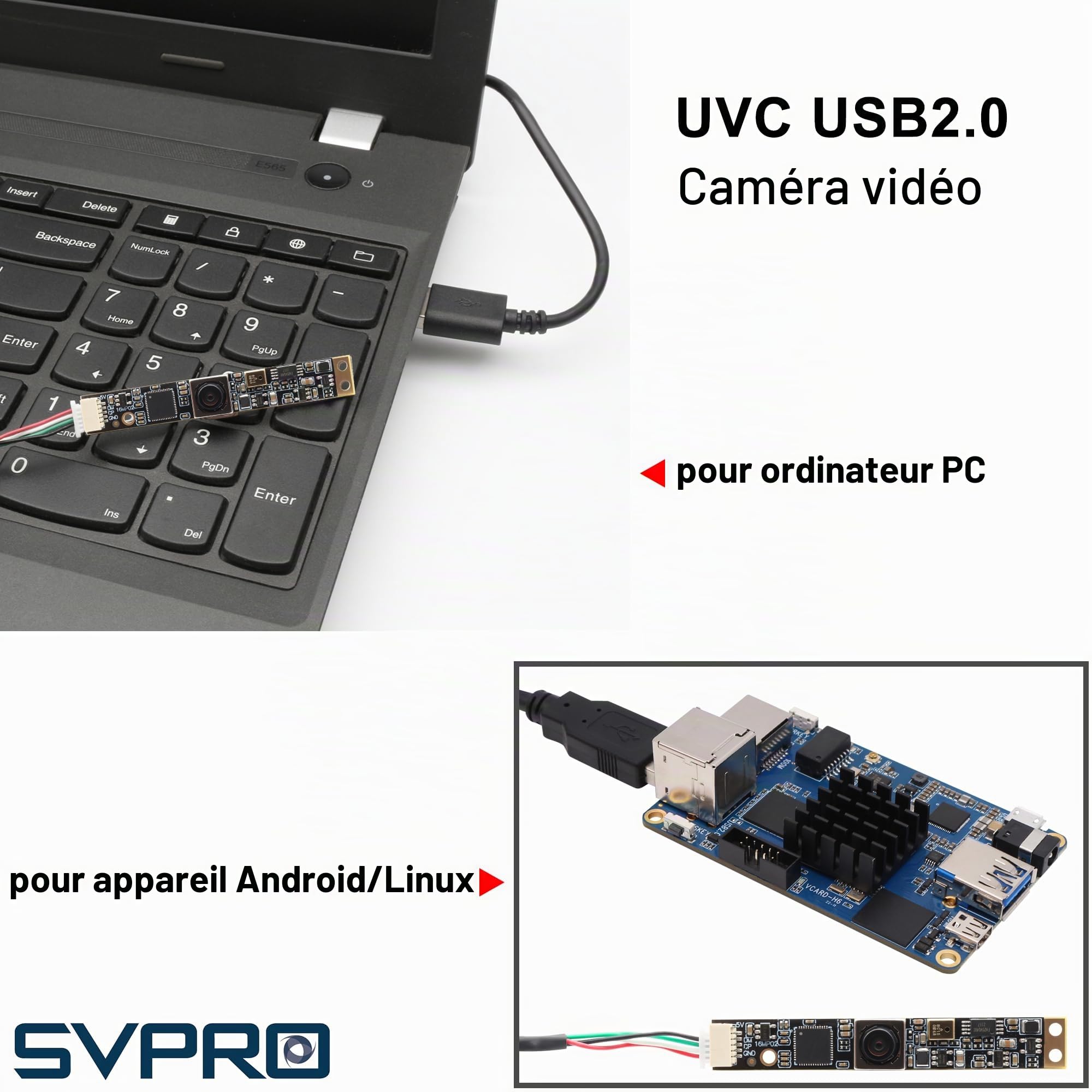 Caméra USB HD UVC 16 MP Lightburm, microphone, zoom numérique 2X, module vidéo Svpro