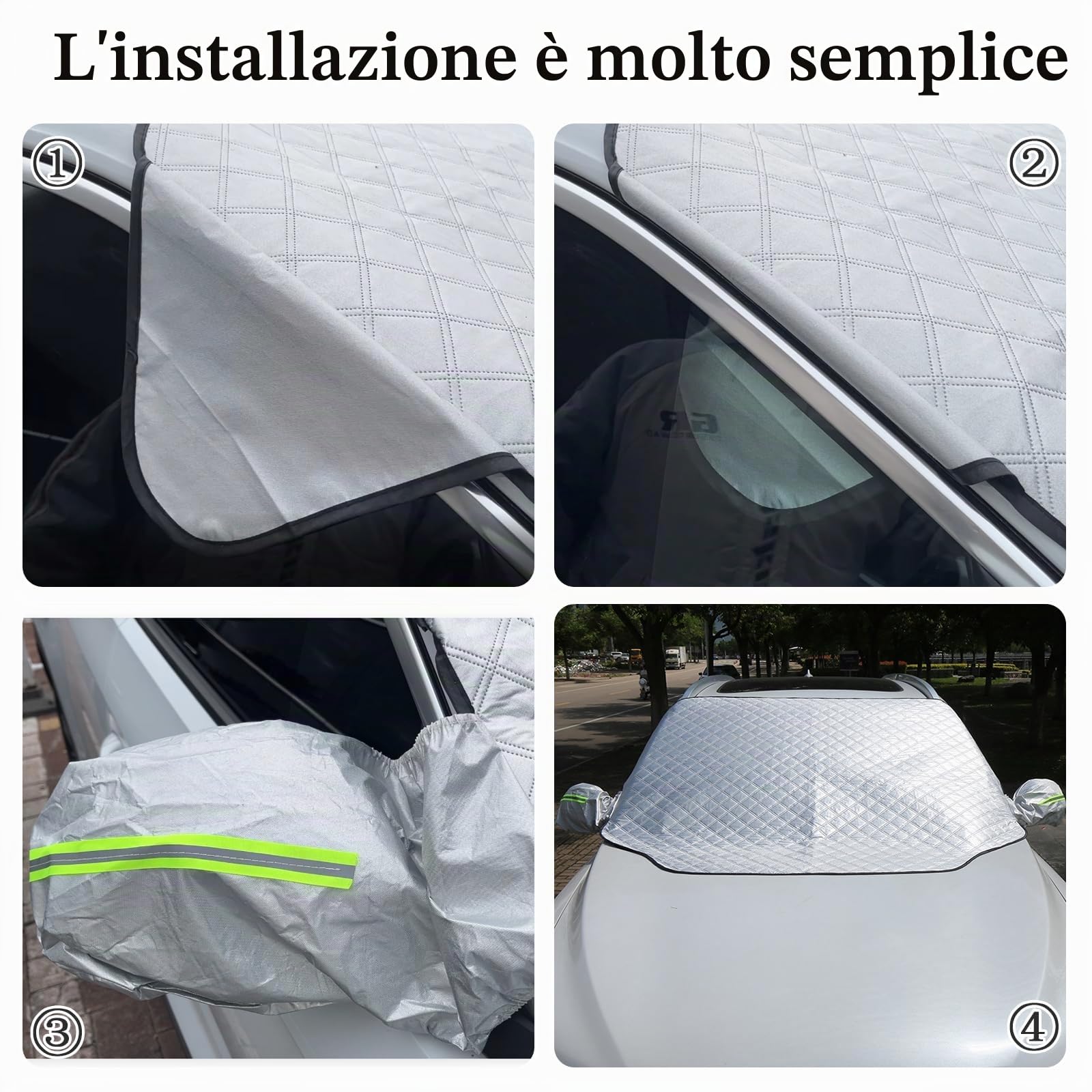 Copri Parabrezza Antighiaccio Magnetico 199x127cm Protezione Antigelo Grandine per Auto
