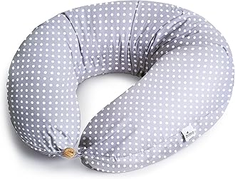 Niimo XXL Pregnancy Pillow & Nursing Pillow - 2-in-1 Design with a 100% Cotton Cover, Machine-Washable, White Dots (200 x 70 cm)