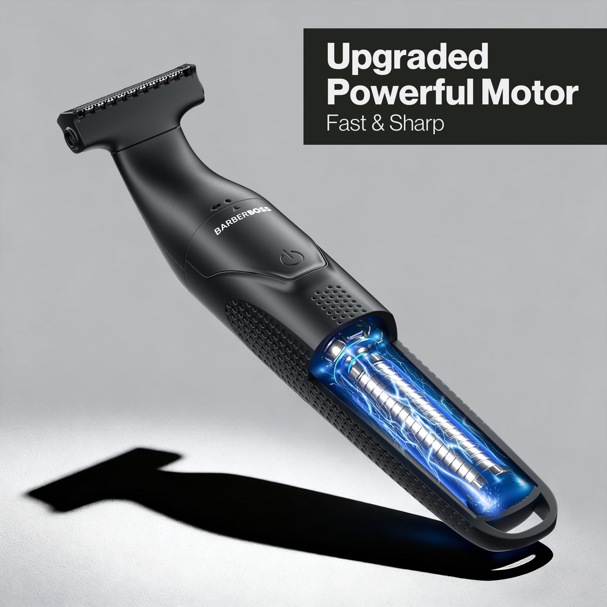 BarberBoss Set per la toelettatura dei dettagli, 3 in 1, per uomo, barba, parrucchiere, body groomer, trimmer naso e orecchie, rasoio senza fili con ricarica USB (Nero)