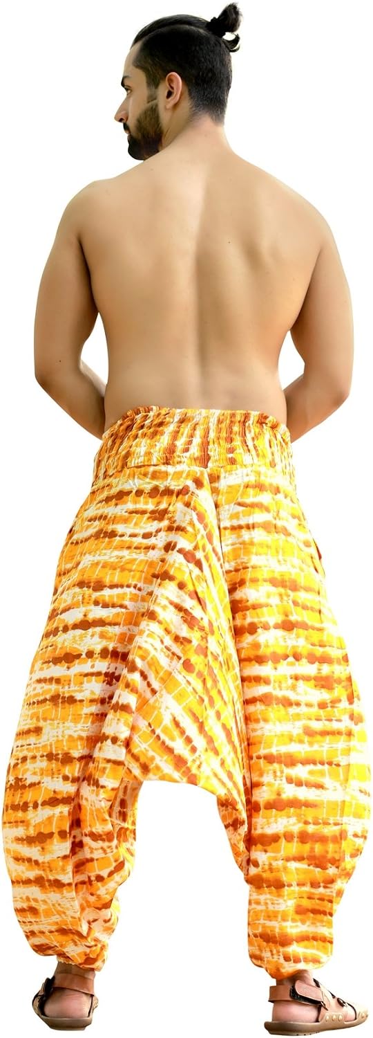 SARJANA HANDICRAFTS Mens Womens Rayon Tie Dyed Harem Pants Yoga Drop Crotch Trouser