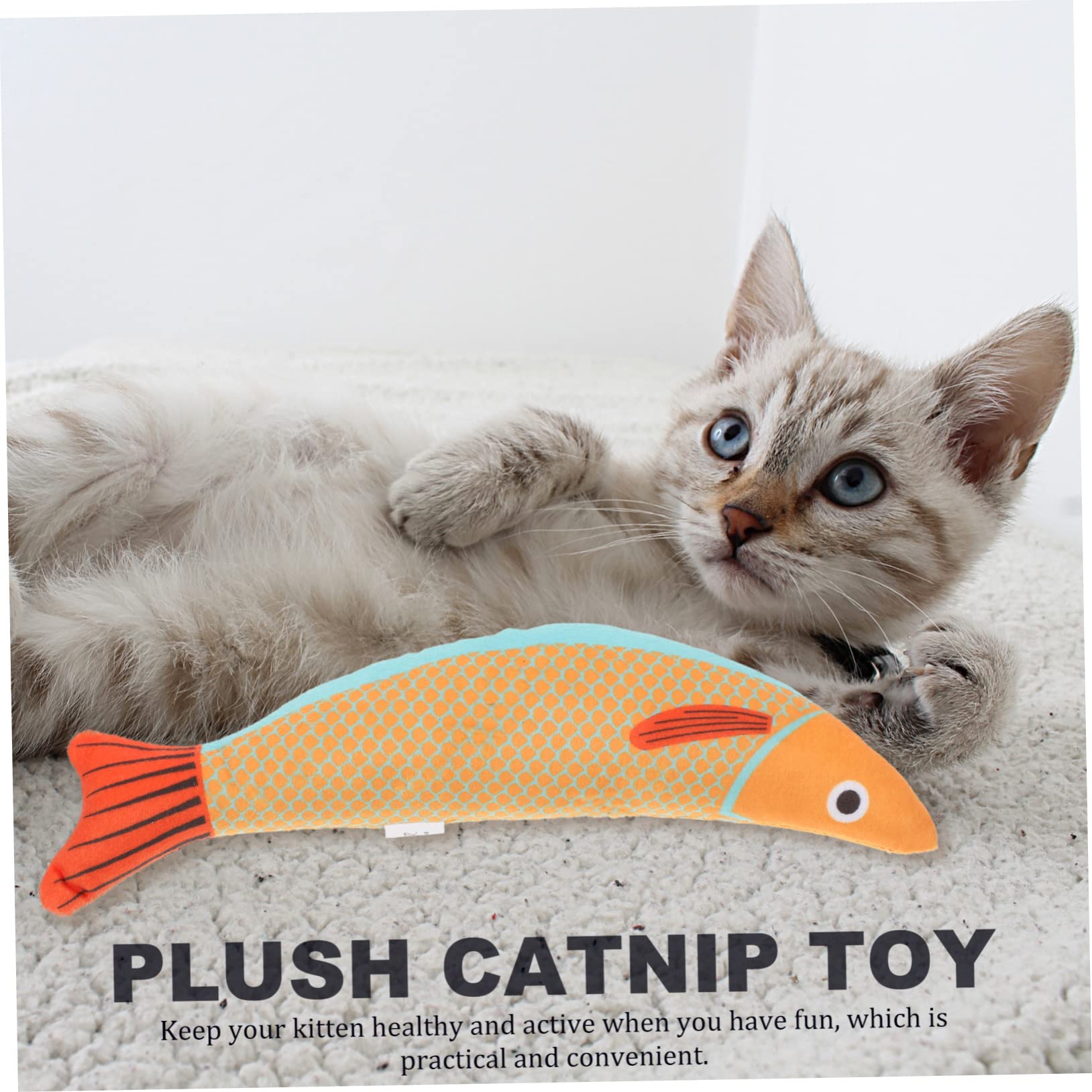 YARNOW Jouet à L’Herbe à Chat en Peluche pour Chat, Forme Poisson, à Mâcher, à Griffer, pour Jouer et Se Divertir Longtemps