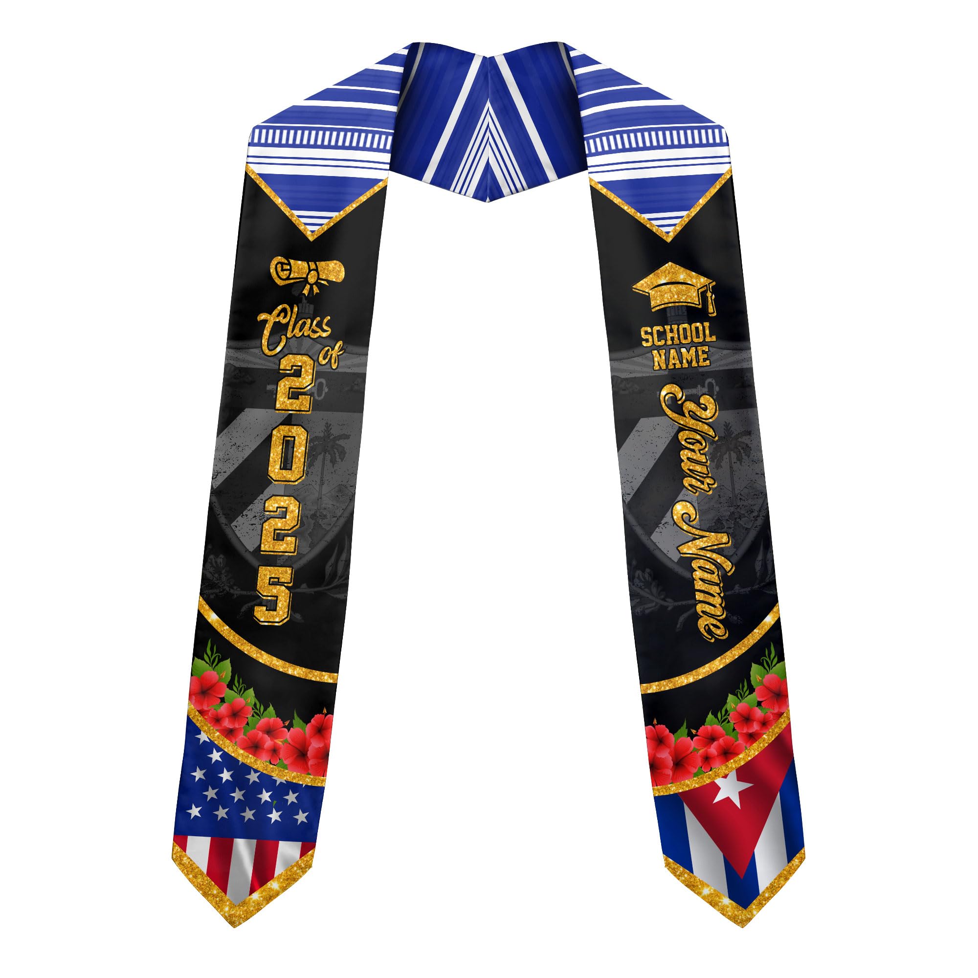 MonkeyVan Personalized Cubans American Flag Graduation Sash 2025, Cubans Graduation Sash, Cuba Graduation Stole Custom Cbs9