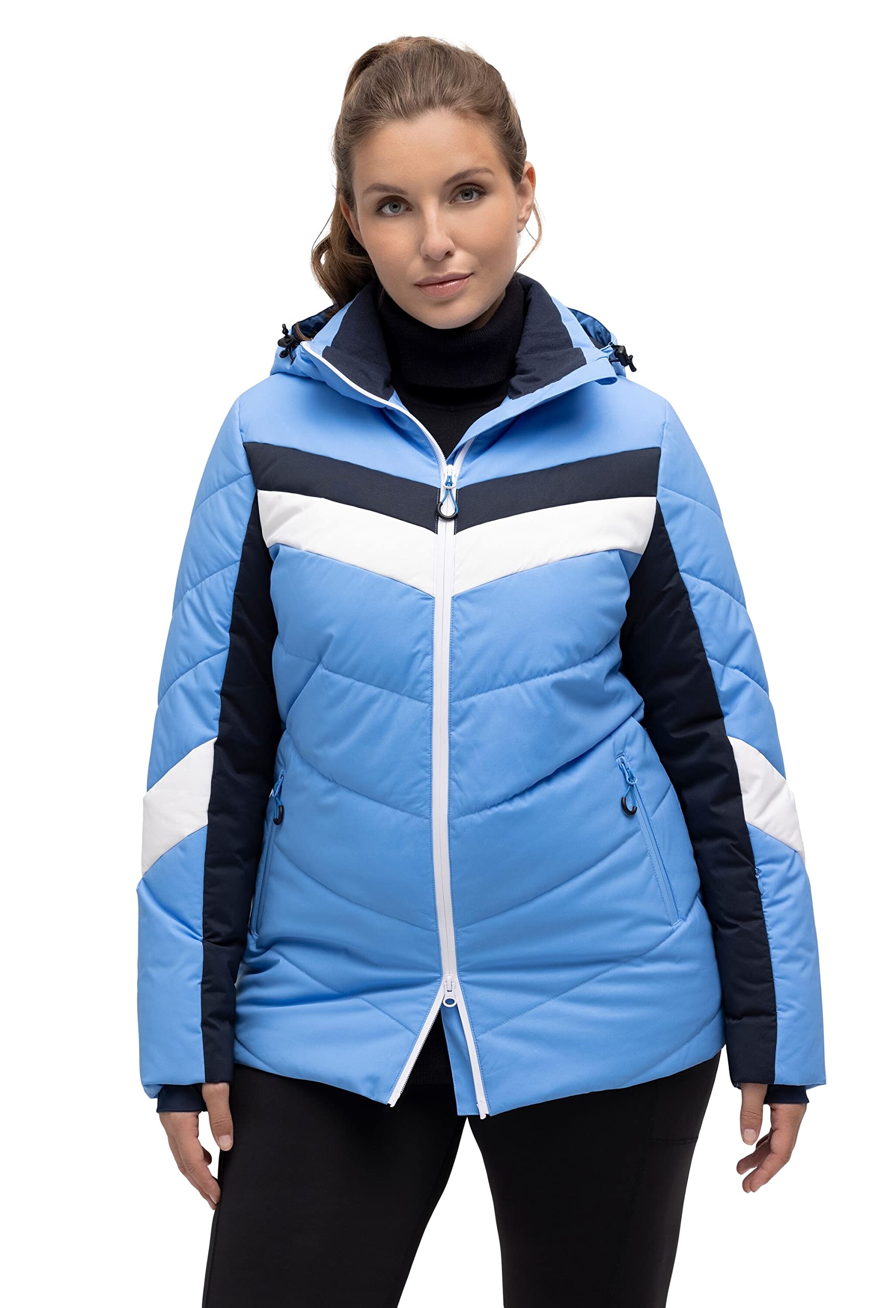 Ulla Popken Damen große Größen Übergrößen Plus Size Performancejacke, wasserabweisend, Schneefang, 2-Wege-Zipper 812324