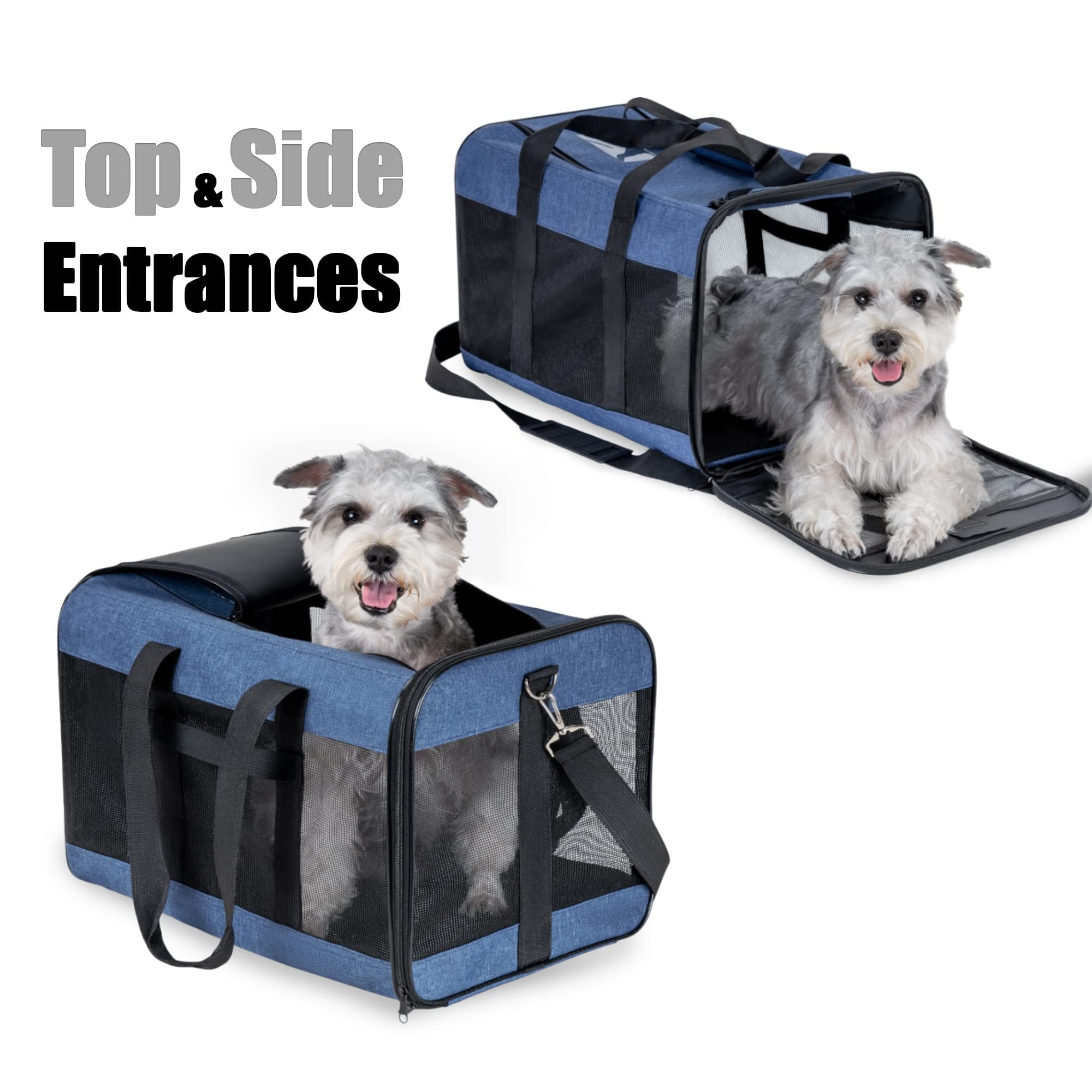 HITSLAM Trasportino Gatto, Trasportino Cane per Gatto/Gatti/Cane/Cani, Trasportino Morbido e Borsa per Animali Domestici Viaggio,Conforme agli Standard, Blu (L)