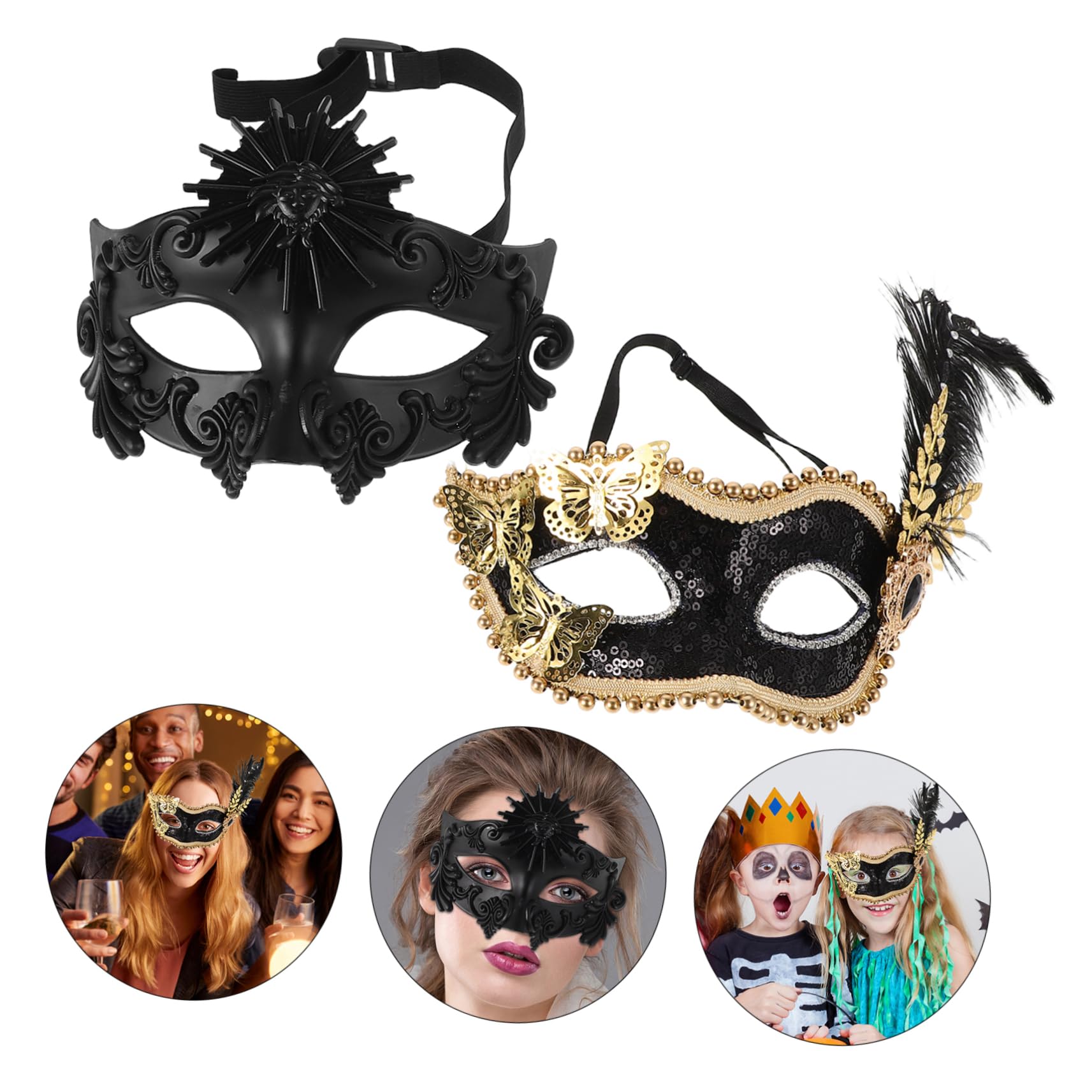 VALICLUD 2piezas Veneciana Vintage Detalles De y Brillantes Para Fiestas De Carnaval Bailes De y Eventos Temáticos Para Mujeres