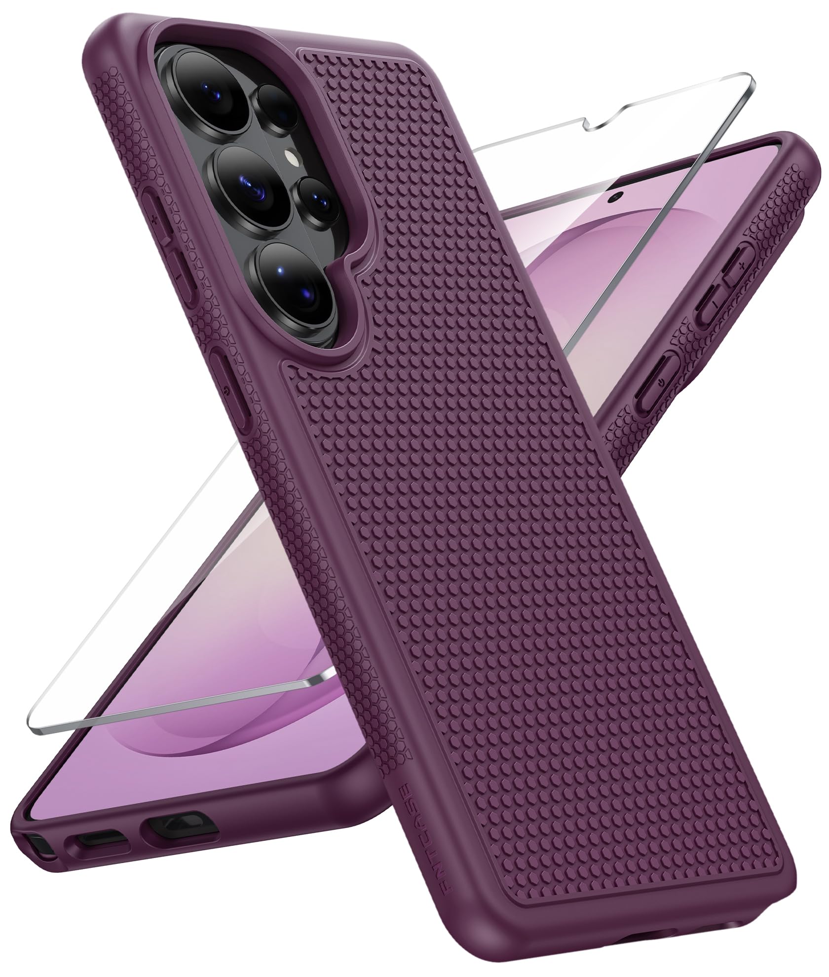 FNTCASE for Samsung Galaxy S26 Ultra Phone Case: Dual Layer Non Slip | With Screen Protector, Shockproof Drop Protection, Matte Textured Protective Cell Phone Cover, for Daily Use, Burgundy