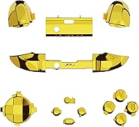 Vista 3 de eXtremeRate Botones de reemplazo para mando Xbox Core inalámbrico, defensas LB RB LT RT brillantes en oro cromo, teclas de inicio, retroceso, Dorado