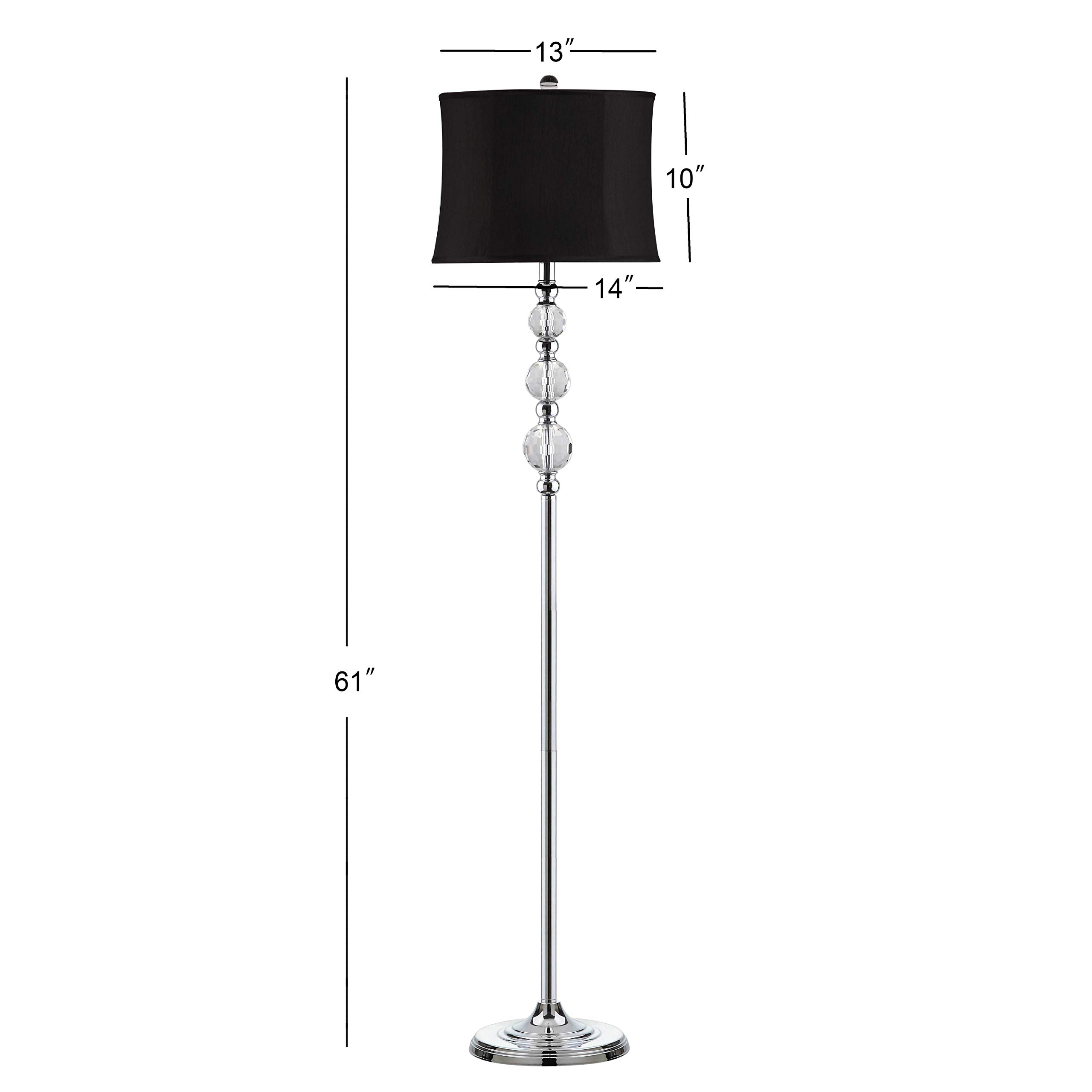 Lighting Collection Venezia - Lámpara de pie de pie para sala de estar, dormitorio, oficina en casa, cristal transparente y negro, 61 pulgadas (bombilla LED incluida) 7