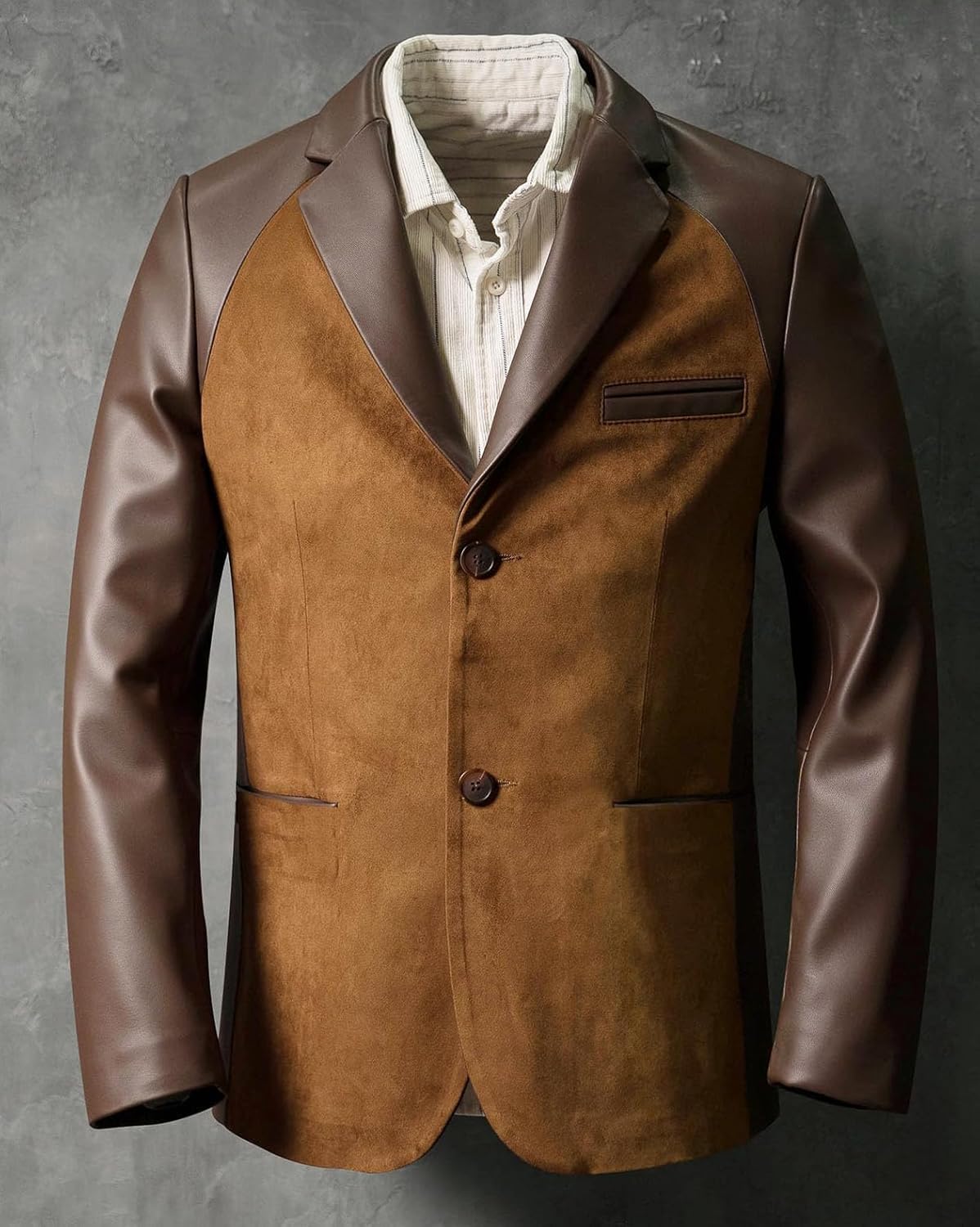 VENNYNG Boys Faux Suede and PU Leather Biker Jacket Winter Hybrid Coat Formal Suit Blazer Halloween Costume