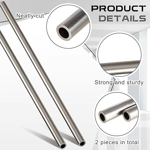 Miniatura 10 de Gisafai 2 tubos redondos de acero laminado en frío de metal sin costuras de 34 pulgadas de diámetro exterior, 0.51 pulgadas de diámetro interior,