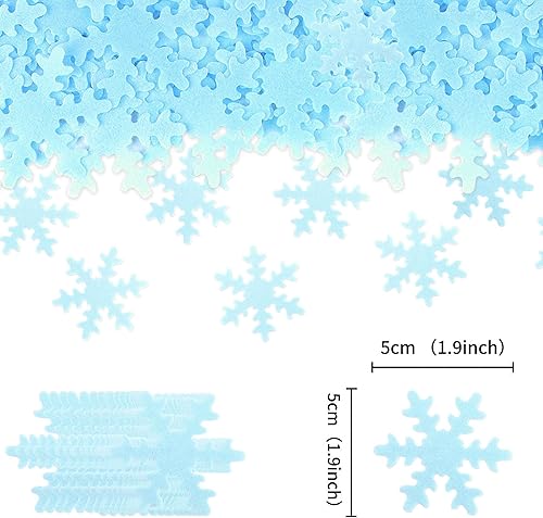 Miniatura 2 de Ercadio 50 piezas comestibles de copo de nieve para cupcakes, copos de nieve azules, decoración de pasteles de copos de nieve comestibles