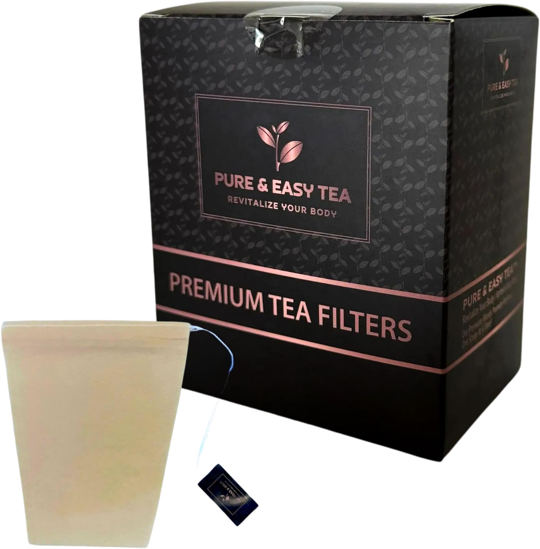 Pure & Easy Tea Premium Tea Filter Bags, Unbleached Compostable Drawstring Infusers for Loose Leaf Tea, Disposable Steeping Sachets, 150 Count