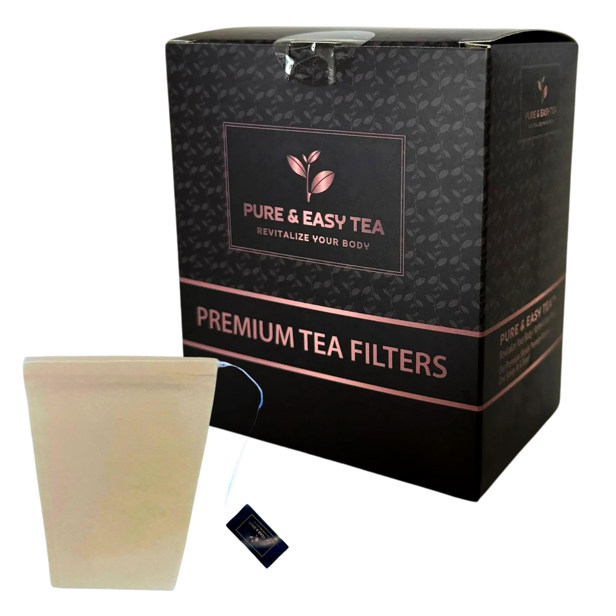 Pure & Easy Tea Premium Tea Filter Bags, Unbleached Compostable Drawstring Infusers for Loose Leaf Tea, Disposable Steeping Sachets, 150 Count