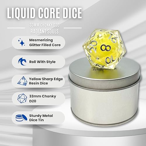 Miniatura 2 de Sage's Portal Souls Liquid Core D20 Chonky - Dados DND de resina de borde afilado de 1.299 in para Dungeons and Dragons RPG de mesa TTRPG (Radiant
