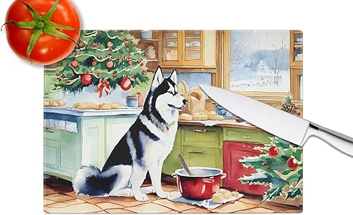 Miniatura 4 de Caroline's Treasures DAC3884LCB Siberian Husky Christmas Cookies Glass Cutting Board Decorative Tempered Glass Kitchen Cutting and Serving Board
