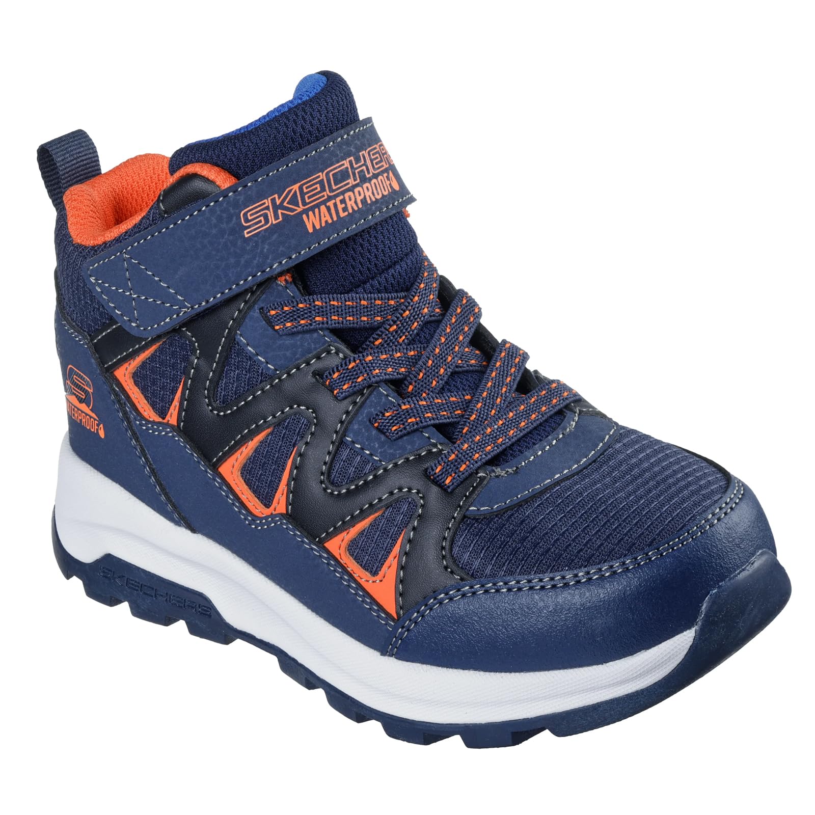 Skechers Boy's Storm Blazer Drizzle Squad Trainers, Navy & Orange Synthetic/Navy Textile/Black, 9.5 UK Child