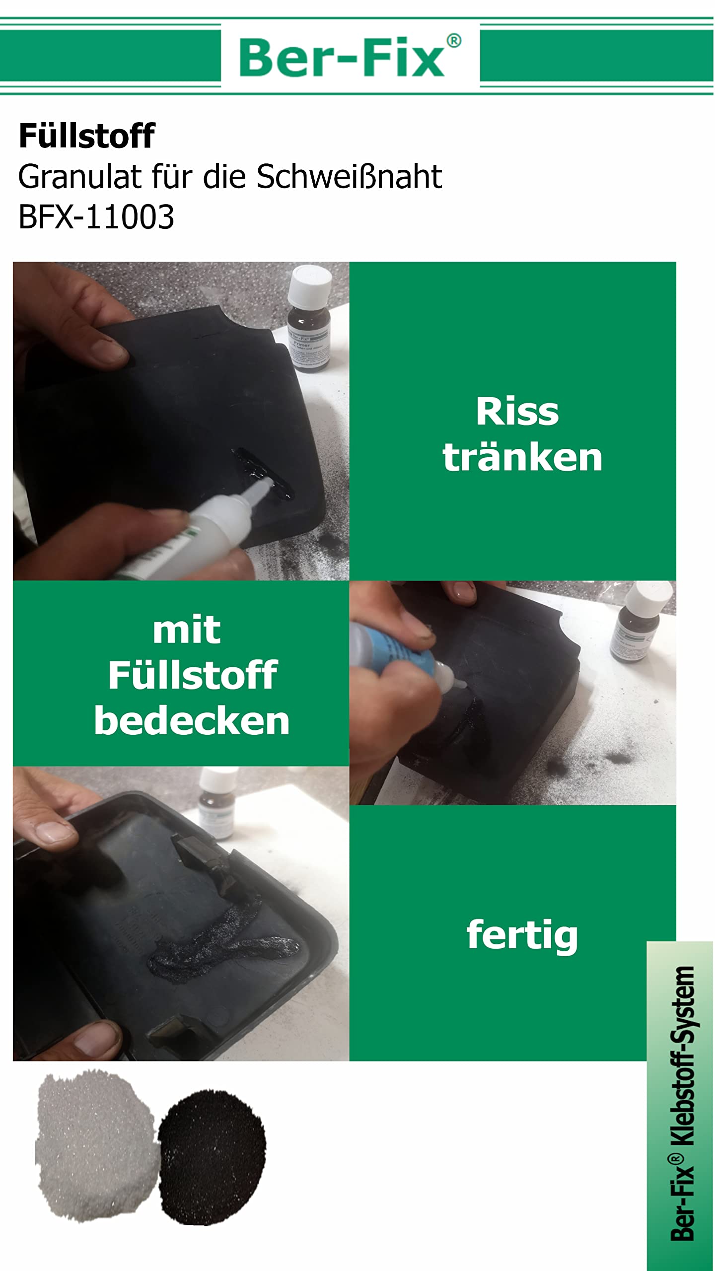 Ber-Fix® 10 x 60 g granulado – blanco para pegamento industrial y pegamento instantáneo para la costura de soldadura.