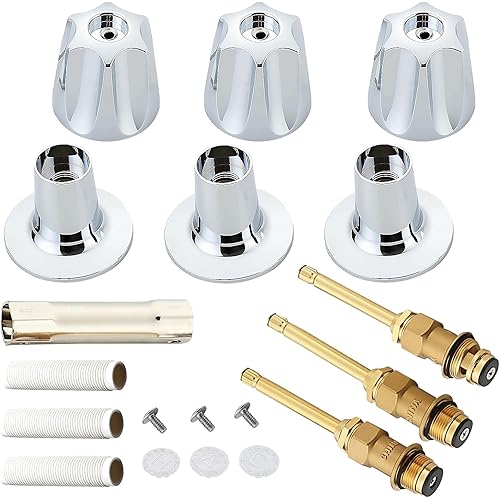 3 Handle 39619 Bathtub and Shower Remodel/Rebuild Trim Kit Compatible with Price Pfister Verve Faucets, Includes 12H-2H, 12H-2C, 12H-18D Stems and Tubs knob Handle and Flange Base (Chrome)