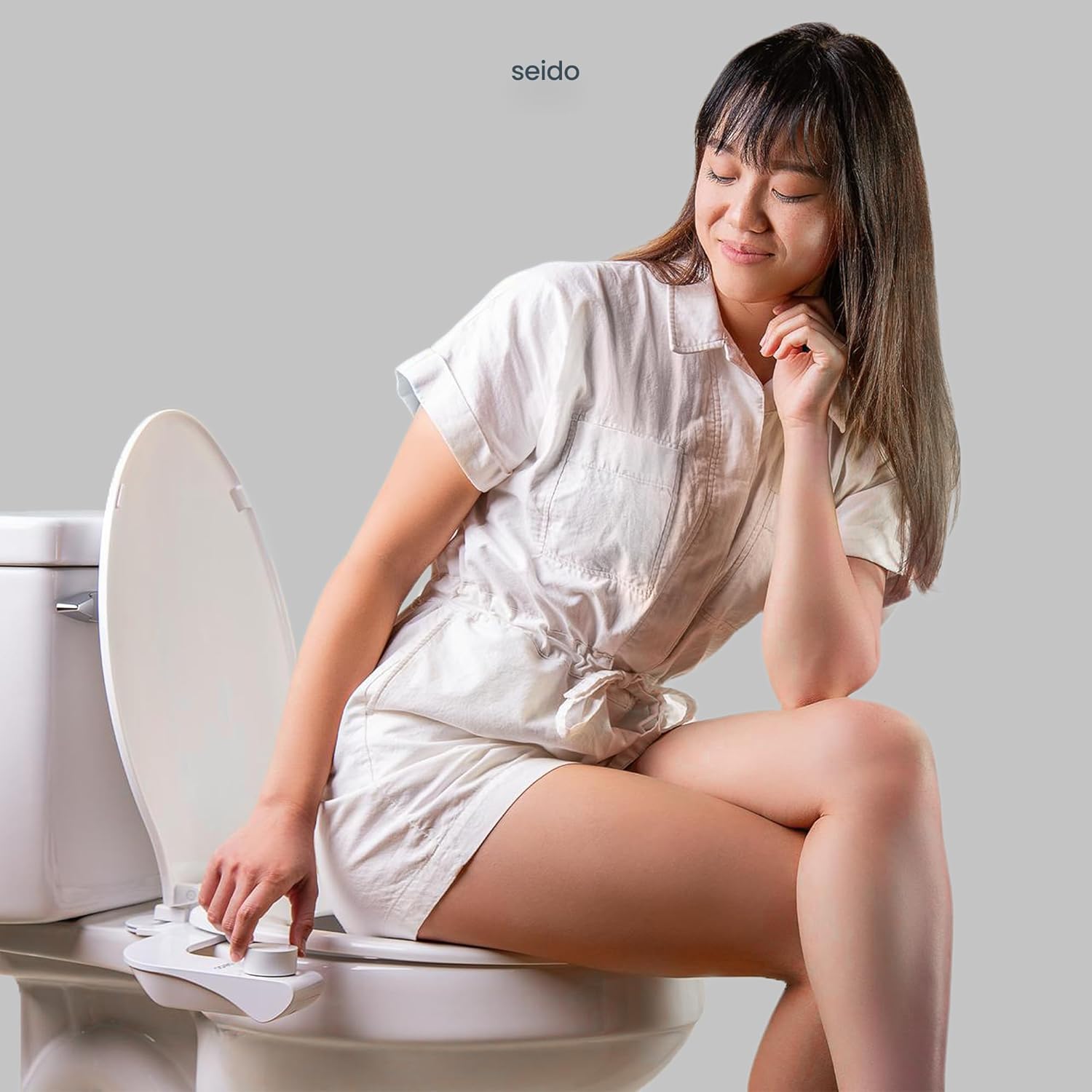 seido Origin 1.0 - Ultra-Slim Non-Electric Bidet Attachment for Toilet – Dual Nozzle, Adjustable Water Pressure, Easy DIY Installation, Self-Cleaning Sprayer, Eco-Friendly Design (White)