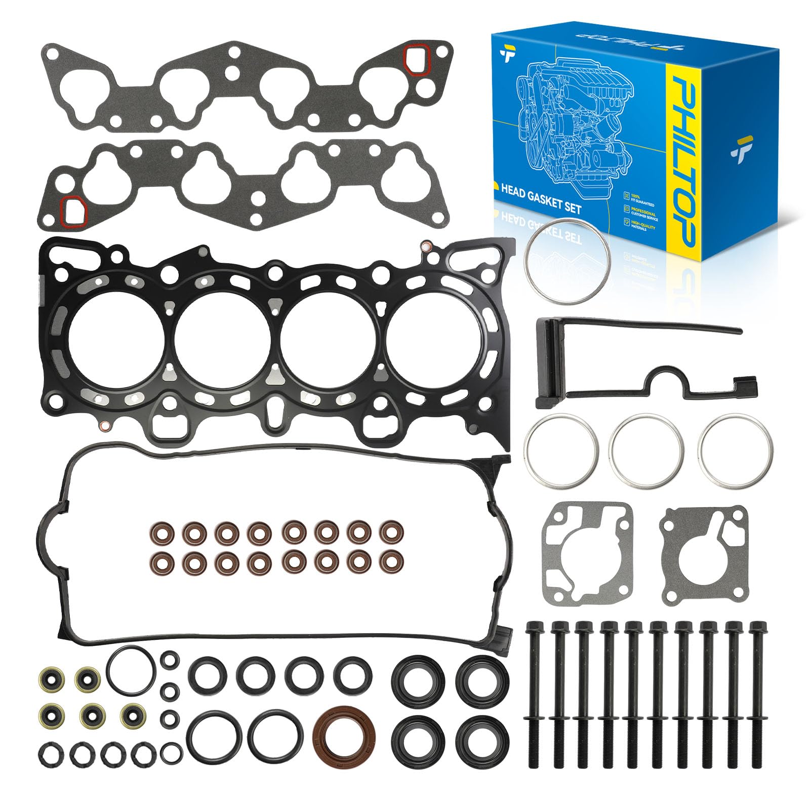 PHILTOP Head Gasket Kit Fit for Honda Civic 1992-1995 1.5L/1.6L | Engine Cylinder Head Gasket Set for Honda Civic del Sol 1993-1995 1.6L, OE# HS9915PT, HS5923W, HS13061